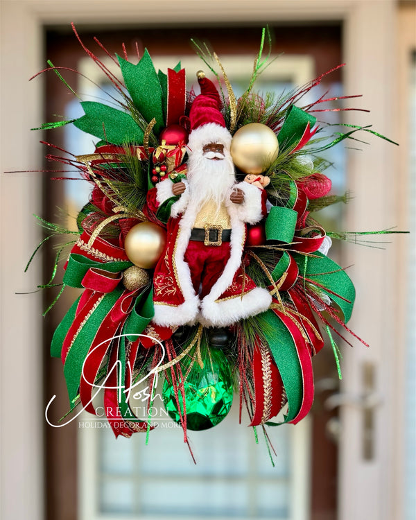 Black Santa Wreath