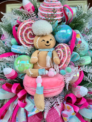 Candyland Christmas Gingerbread Wreath