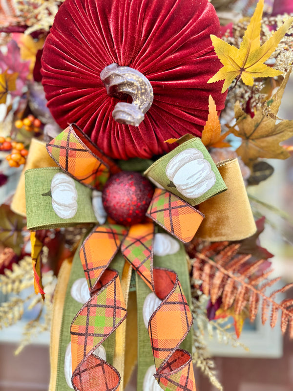 Traditional Velvet Pumpkin Swag