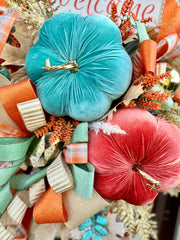 Fall Pumpkin Wreath (teal)