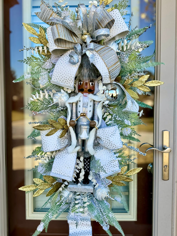 Elegant Nutcracker Silver & Gold Wreath