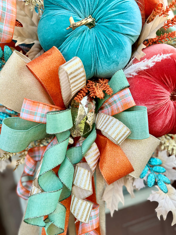 Fall Pumpkin Wreath (teal)