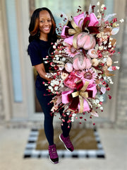 Elegant Blush & Burgundy Fall Swag