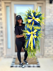 Navy Welcome Door Hanger Wreath