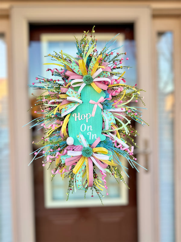 Hop On Easter Bunny Wreath – A Whimsical Spring Welcome