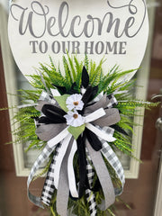 Black & White Welcome Door Hanger + Porch Sign Set