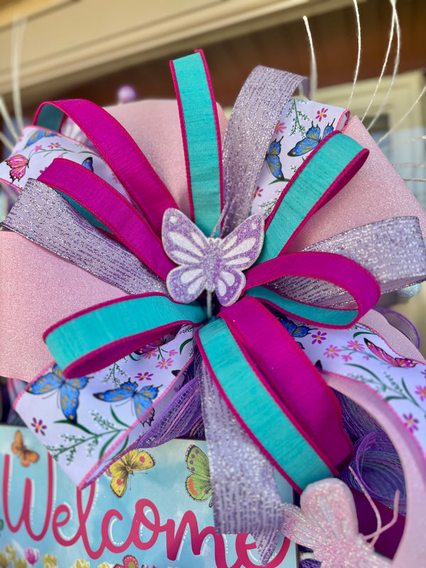 Whimsical Butterfly Welcome Wreath