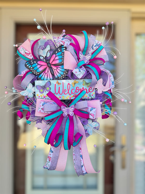 Whimsical Butterfly Welcome Wreath