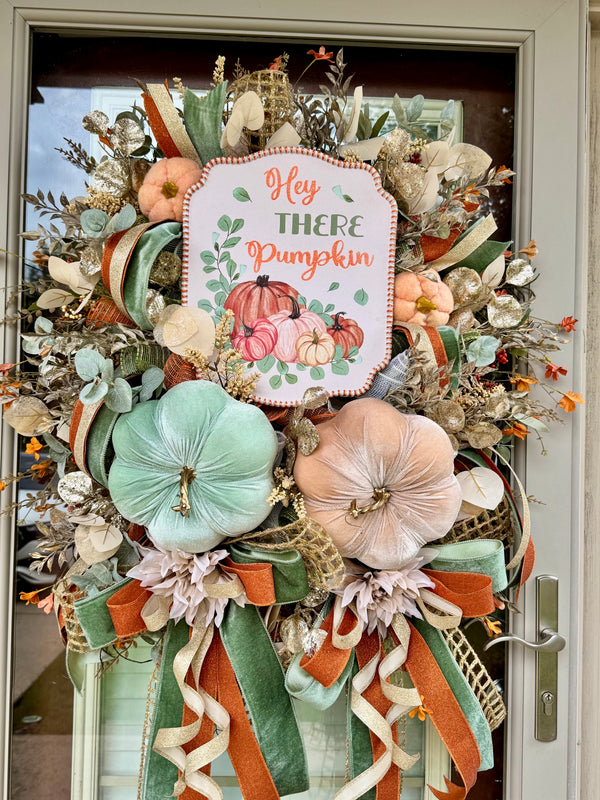 "Hey There Pumpkin" Velvet Fall Wreath XL