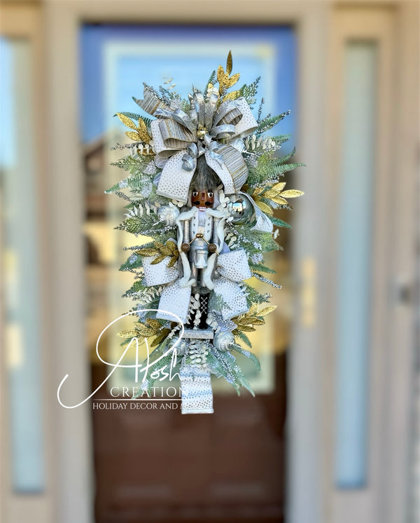 Elegant Nutcracker Silver & Gold Wreath
