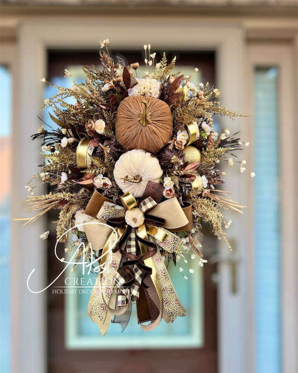Neutral Pumpkin Wreath