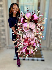 Elegant Blush & Burgundy Fall Swag