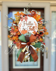 Hello Fall Rustic Autumn Wreath