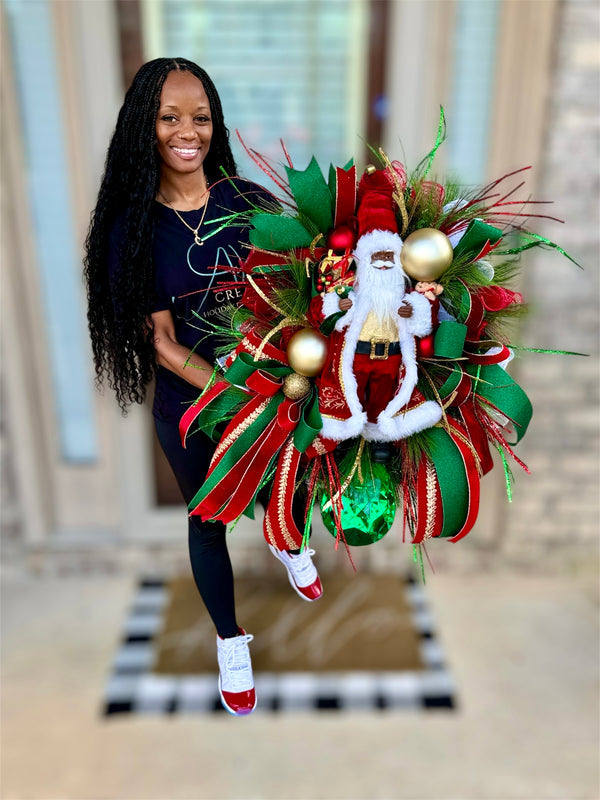 Black Santa Wreath